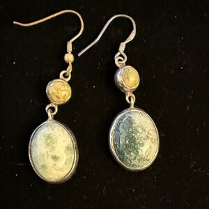 Elegant Silver and green and yellow Jasper Earrings